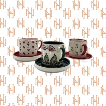 NUHA EL YAPIMI TEKLİ TABAKLI KUPA