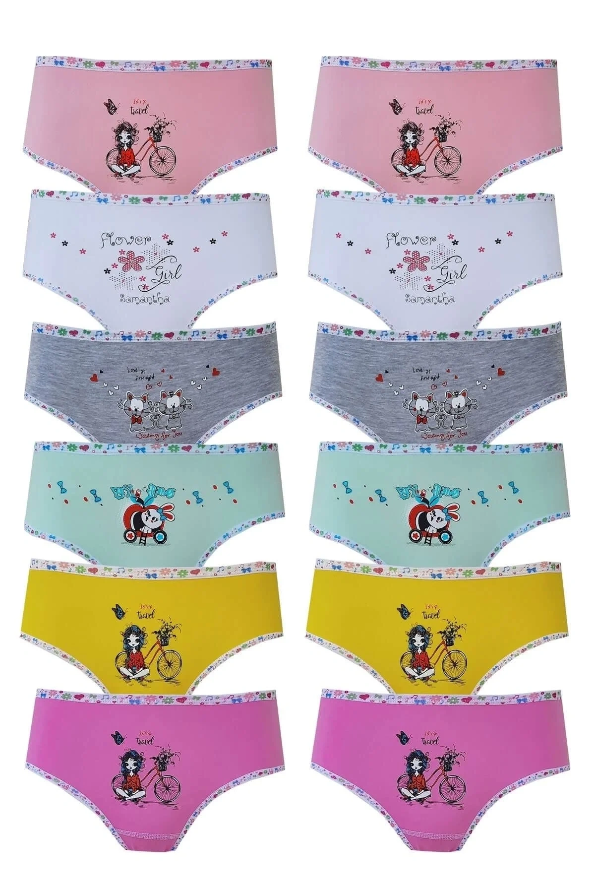 TKC0833 Tutku Kız Elastan Arkası Baskılı Külot