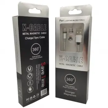 (İphone-Micro-TYPE-C) Mıknatıslı Şarj Kablosu 360 Derece