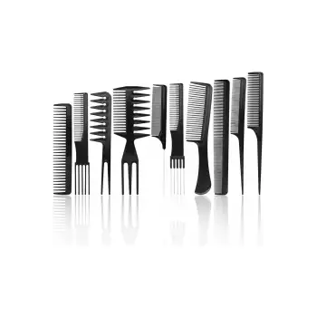 10 Parça Profesyonel Kuaför Tarak Seti - Saç Kesim, Ayırma, Şekillendirme ve Fön Tarağı