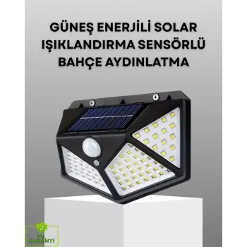 100 LED Solar Lamba Hareket Algılamalı Bahçe Duvar Dış Mekan Aydınlatma