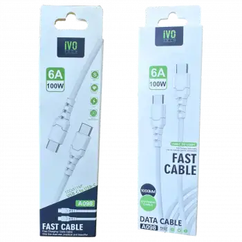 100W 6A PD TYPE-C TYPE-C Hızlı 1 Metre Şarj Kablosu İVO A098