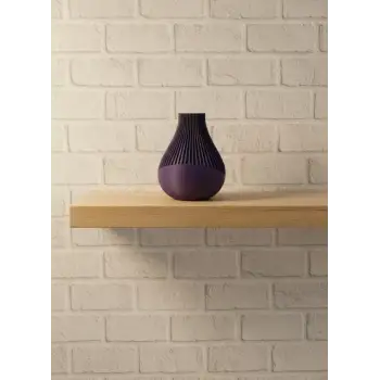 11 cm Mor Minimal Çizgili Vazo Masa Üstü Şık Dekor Objesi