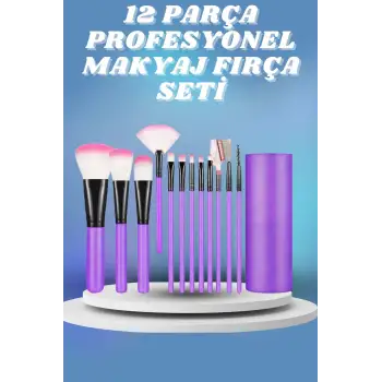 12 Parça Yumuşak Uçlu Makyaj Fırça Set-Göz ve Yüz Makyajı İçin Fırça Seti Profesyonel Makyaj Seti