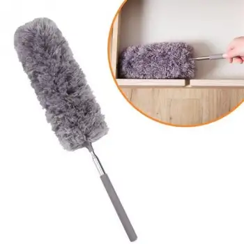 140 Cm Teleskopik Uzatılabilir Mikrofiber Yumuşak Başlıklı Gri Toz Alma Fırçası Toz Püskülü