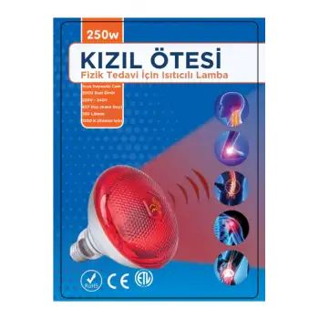 250W Kızılötesi (infrared) Isıtıcılı Fizik Tedavi Lambası (Kırmızı Işık) E27 (Kalın Duy)