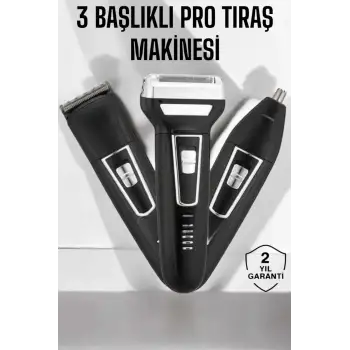 3 Başlıklı Profesyonel Tıraş Makinesi
