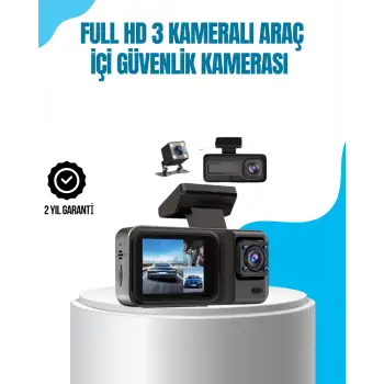 3 Kameralı Araç İçi Kayıt Cihazı 1080P Full HD Gece Görüşlü ve Wi-Fi Bağlantılı