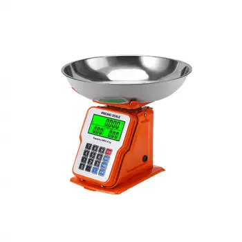30kg 1g Dijital Kefeli Terazi Pilli ve Adaptörlü Elektronik Tartı, Paslanmaz Çelik Tepsili Tutar Hesaplama Turuncu