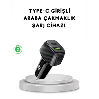 38W Araç Şarj Cihazı Type-C PD USB Hızlı Şarj Çift Port