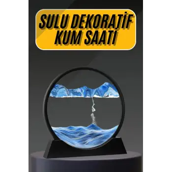 3D Led Işıklı Kum Saati Gece Lambası Hareketli Sulu Kum Saati Dekoratif