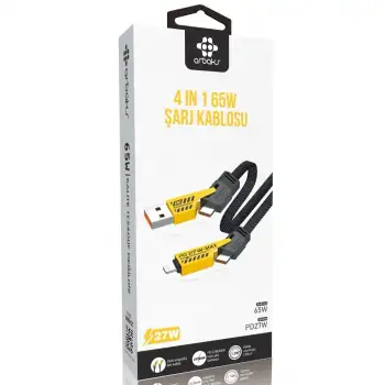 4ü 1 Arada 65W | PD 27W Destekli | USB-A / Type-C / Lightning Uyumlu Arbkas Arb-121