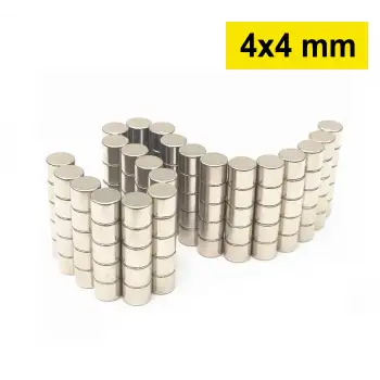 5 Adet 4x4 mm Yuvarlak Neodyum Mıknatıs N35 Güçlü Magnet Nikel Kaplama