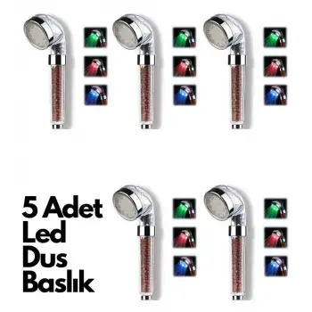 5 Adet Tasarruflu Boncuklu Ledli Duş Başlık-pil veya Elektrik Gerekmez Kinetik Enerjili