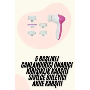 5 Başlıklı Titreşimli Cilt Temizleme Seti Canlandırıcı ve Onarıcı