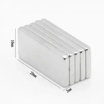 50 Adet 20x10x2 mm Neodyum Mıknatıs Köşeli Magnet N35 Nikel Kaplama Güçlü Kaliteli Dayanıklı