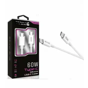 60W USB-C Type-C Silikon Şarj Kablosu Hızlı Şarj, Dayanıklı ve Esnek Tasarım, Tüm USB-C Cihazlarla Uyumlu