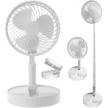 Teleskopik Fan Vantilatör 4 Modlu Şarjlı Katlanabilir Yükseltilebilir Taşınabilir Serinletici Portatif Masa Vantilatörü