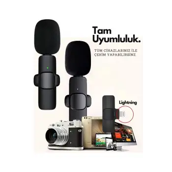 Type-C Çiftli Kablosuz Yaka Mikrofon Seti Telefon Vlog Canlı Yayın TikTok YouTube Uyumlu
