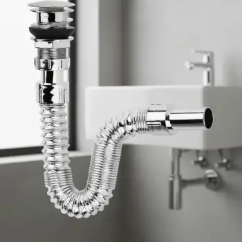 Krom Basmalı Sifon -Körüklü Sifon Bas Stoplu Lavabo Mutfak Sifonu-Paslanmaz