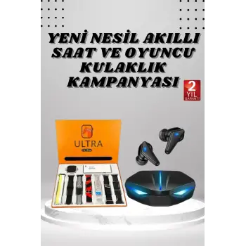 7 Kordonlu Akıllı Saat Ve Oyuncu Kulaklığı ANC Özelliği Kulak İçi Mikrofonlu Sesli Görüşme