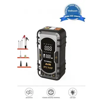 8000 Mah Taşnabilir Dijital Ekranlı Araç Akü Takviyeli,powerbank,ışıklı Oto Hava Kompresörü
