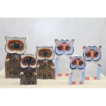 Ahşap 3lü 30 Cm Baykuş Seti 3sutama-6