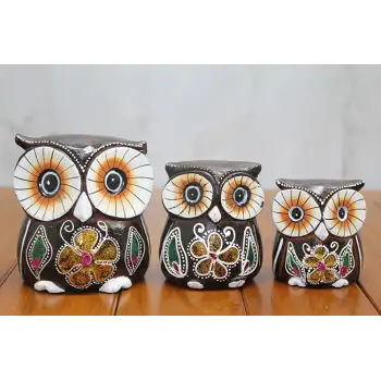 Ahşap 3lü Baykuş Seti Model 1