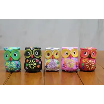 Ahşap 5li Baykuş Seti Polos:6