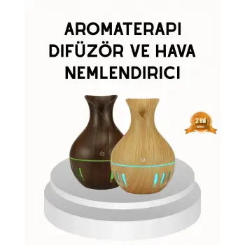 Ahşap Desenli 130 ml Aromaterapi Difüzör Sessiz ve USB Bağlantılı