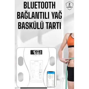 Akıllı Tartı Dijital Baskül Yağ Su Kas Vücut Kitle Kilo Ölçer Tartı