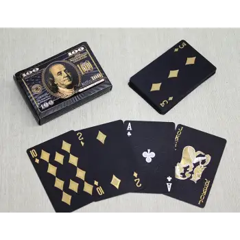 Altın Dolar Tasarımlı Siyah İskambil Oyun Kartı