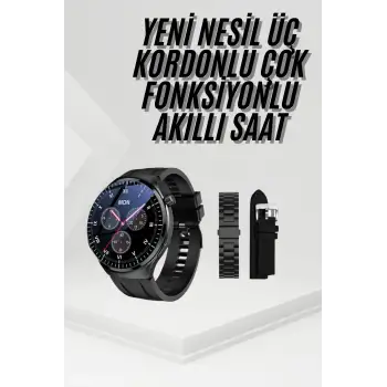 Amoled Ekran Metal Deri Silikon Kordonlu Uyku ve Sağlık Takibi