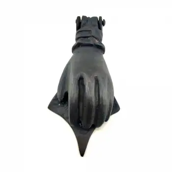 Antika Tarz Dekoratif Pirinç El Kapı Tokmağı, Taktak - 167x75 Mm, Oksit