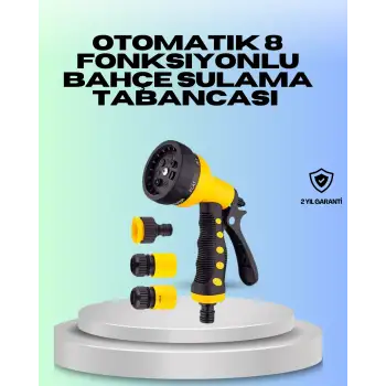 Ayarlanabilir Basınçlı 8 Modlu Bahçe Sulama Tabancası Hortum Atı
