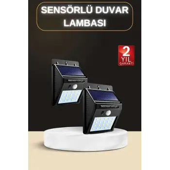 Bahçe Aydınlatma Sensörlü Güneş Enerjili Duvar Lambası 40 Led Işık