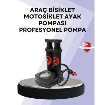 Basınç Saatli Ayak Pompası Bisiklet ve Araç Uyumlu