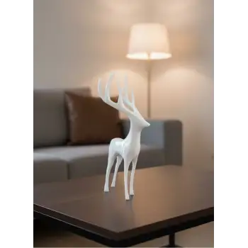 Beyaz Dekoratif Geyik Figürü Şık Ev Aksesuarı