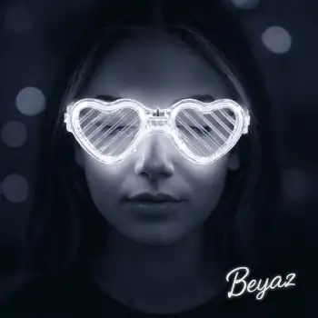 Beyaz LED Işıklı Kalp Gözlük – 3 Modlu