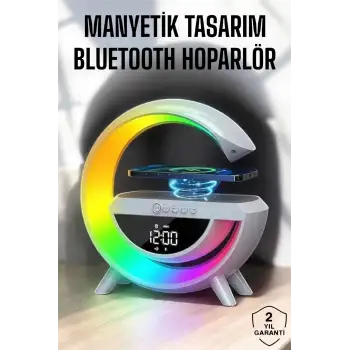 Bluetooth Hoparlör Dijital Göstergeli Wireless Şarj RGB Işıklı