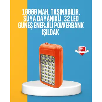 Çift USB Çıkışlı Güneş Enerjili Aydınlatmalı Powerbank
