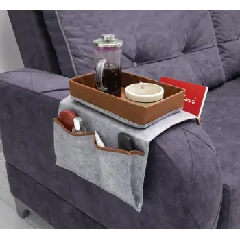 Çok Amaçlı Deri Şeritli Cepli Koltuk Kenarı Düzenleyici 03938