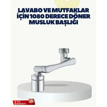 Çok Yönlü Dönebilen Musluk Başlığı 2 Fonksiyonlu Su Akışı