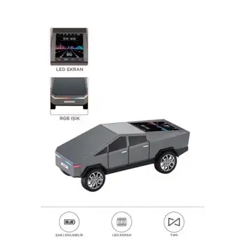 D68 Cyber Model Araba Tasarımlı Bluetooth Hoparlör 15w Güçlü Ses Rgb Led /tws/usb Gri