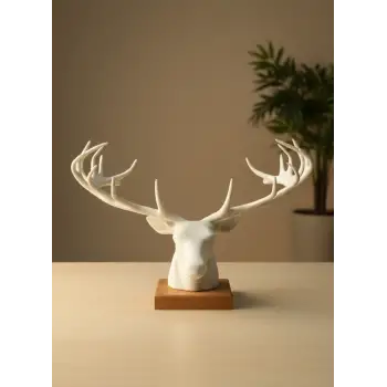 Dekoratif Geyik Başı Heykel 25 cm Modern Minimal Tasarım