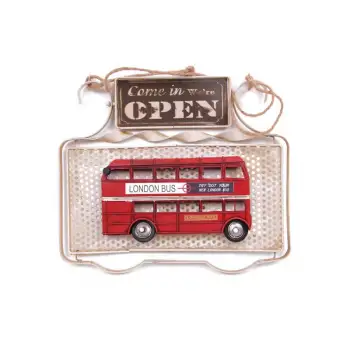 Dekoratif Metal Kapı Yazısı Londra Şehir Otobüsü Dekorlu   ( 25 İs )