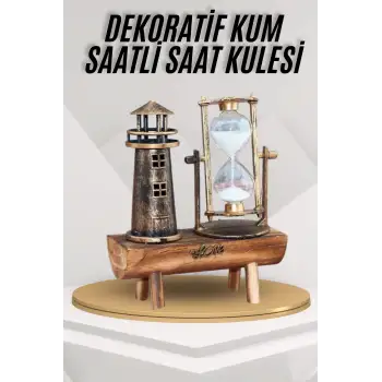 Deniz Feneri Kum Saati Ahşap Görünümlü Vintage Tarz Biblo