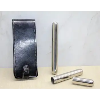 Deri Kılıflı İkili Paslanmaz Çelik Puro Tüpü