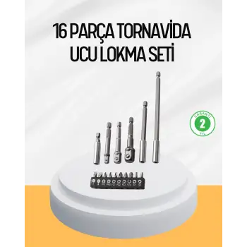 Ergonomik 16 Parça Bits Tornavida Uç ve Adaptör Seti