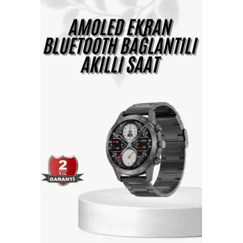 Erkeklere Özel Akıllı Saat Çelik Kordon Bluetooth Bağlantılı İOS ve Android Uyumlu